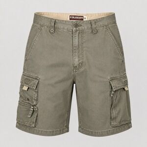 Coliseum Cargo Shorts Mens 32x8 Green Cotton Utility Zip Pocket Outdoor Casual